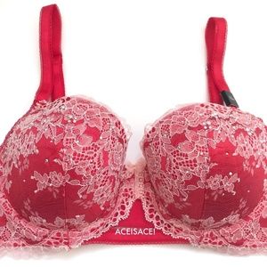 VERY SEXY DREAM ANGELS LINED-DEMI BRA---WHITE*RED